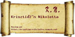 Krisztián Nikoletta névjegykártya